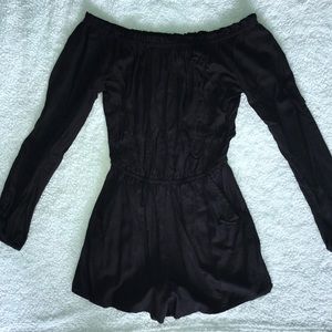 Off the Shoulder Long Sleeve Black Tilly’s Romper